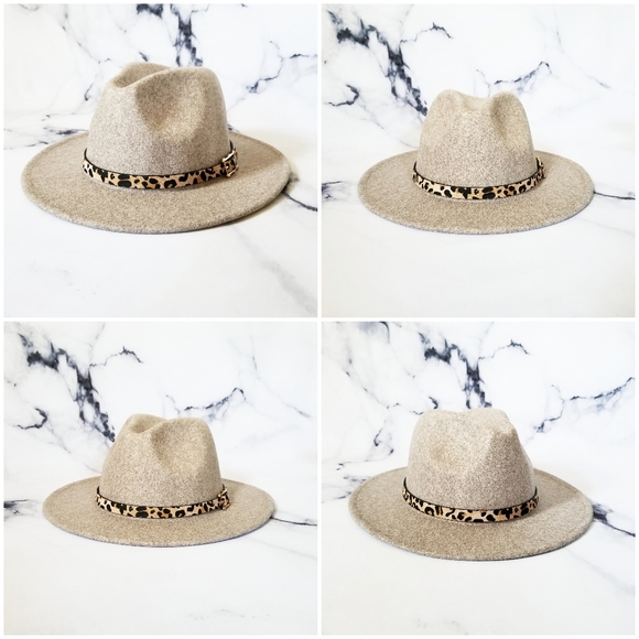 NEW Leather Trimmed Fedora Hat - Picture 8 of 14